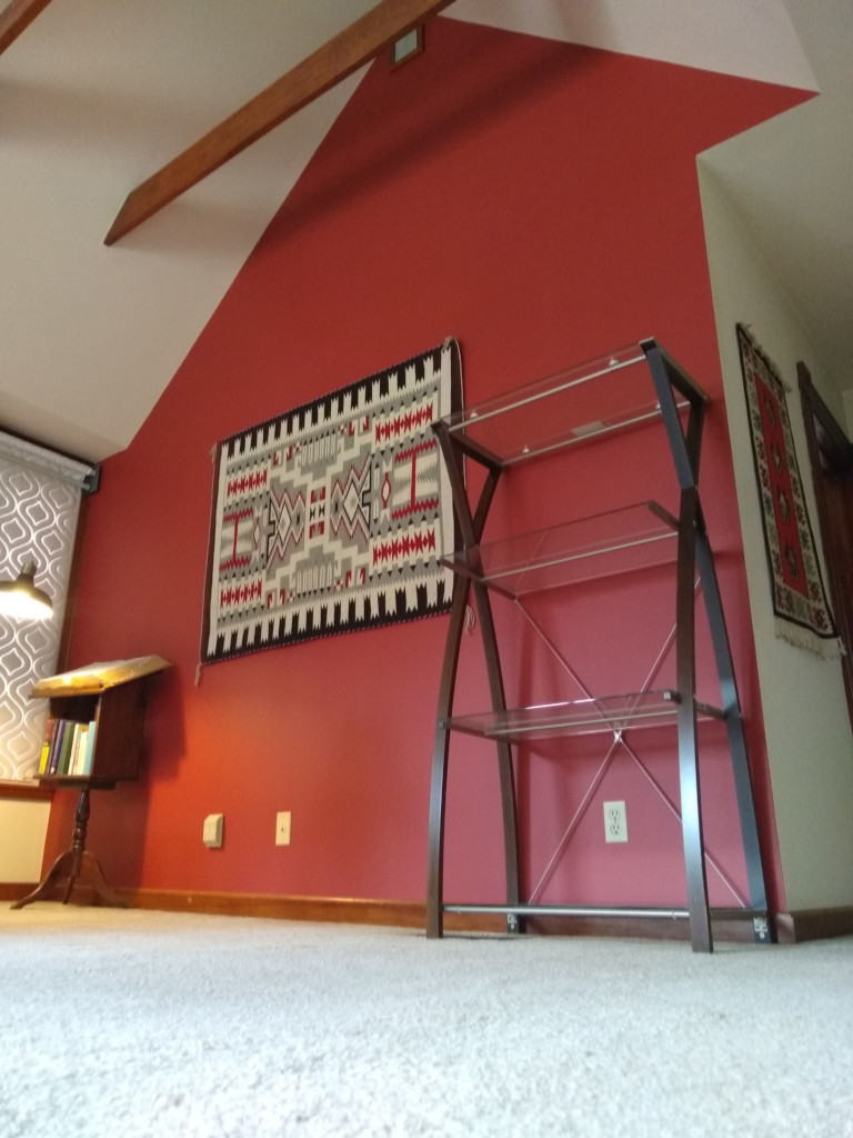 red rug accent wall